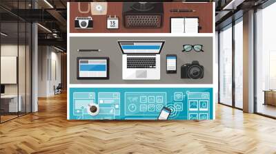 Desktop and devices evolution Wall mural