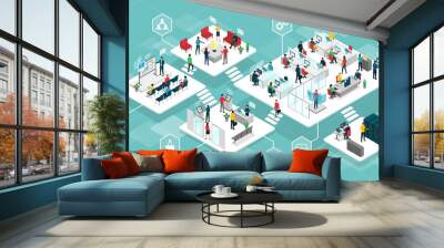 Efficient innovative company and business people working together Wall mural