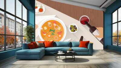 Fine dining at restaurant Wall mural