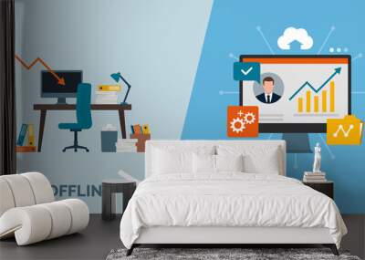 Offline to online business success Wall mural