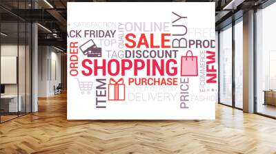 Online shopping and retail tag cloud Wall mural