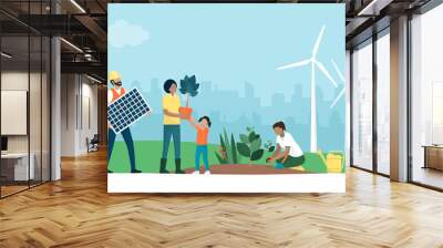 People and sustainable eco-friendly lifestyle Wall mural