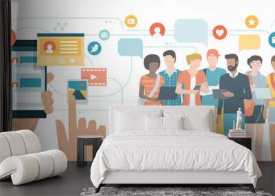 Social media app and social networks Wall mural