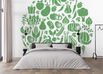 Vegetables in a circular shape Wall mural