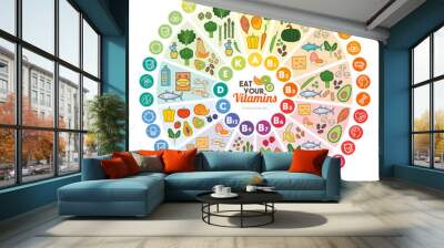 Vitamins food sources Wall mural