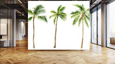 image of palm trees on a white background, watercolor Wall mural