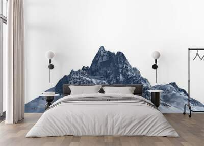 Snowy mountains Isolate on white background 3d illustration Wall mural