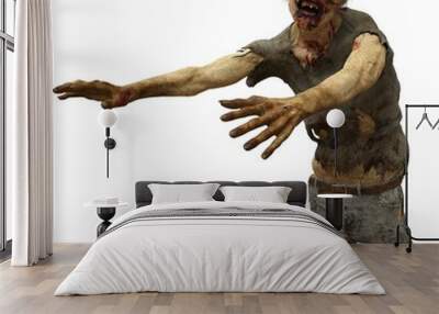 Zombie male isolated white background 3d illustration Wall mural