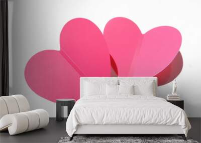   two red-pink hearts, love concept, minimalism     Wall mural