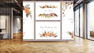 Watercolor vector sets of templates with autumn foliage. Wall mural