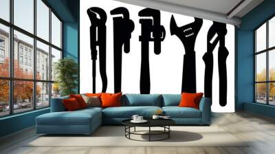 Adjustable wrench silhouettes stencil templates Wall mural