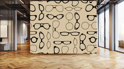 Seamless pattern glasses on retro background Wall mural