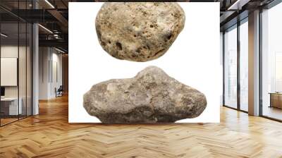 Stones isolated on white background. Items for mock up, scene creator and other design Wall mural