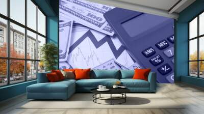 Money, pen, graph and calculator Wall mural