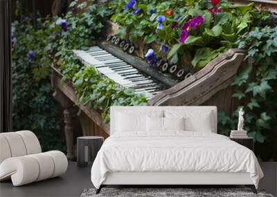 old piano used instead of beds, as a decoration of the park. Wall mural