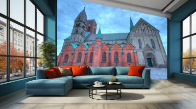 Medieval cathedral, Church of our Lady in Ribe by twilight, Denmark - HDR Wall mural