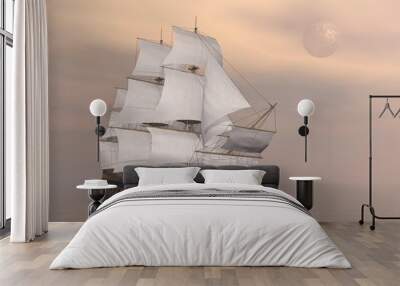 Old merchant ship - 3D render Wall mural