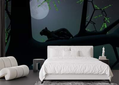 Panther by green night Wall mural