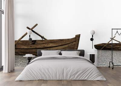 Two wood boats on the water - 3D render Wall mural