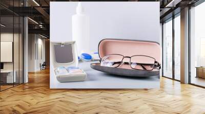 Box for storing contact lens care items and glasses in a case. Choosing a vision correction method Wall mural