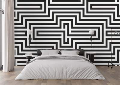 Black and white zigzag pattern Wall mural