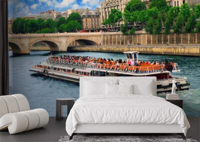 boat tour on seine Wall mural