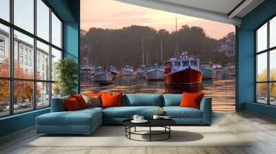 fishing boats at sunset Wall mural