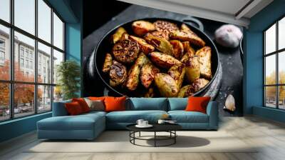 Garlic baked potatoes Wall mural