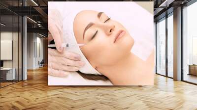 Anti wrinkle surgery. Beauty young woman injection. Facial treatment Wall mural