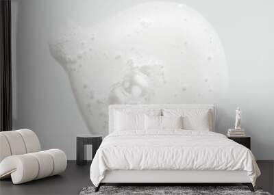 Close-up of white liquid texture with bubbles in minimalist design concept. Wall mural