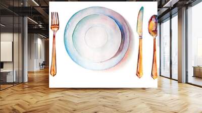 Plates, spoon, fork, knife, cutlery Wall mural