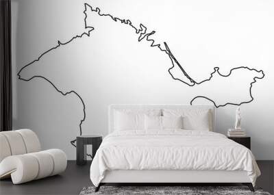 Crimea map of black contour curves on white background of vector illustration Wall mural