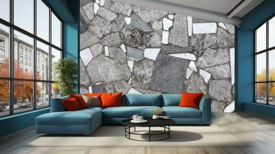 masonry from the old gray stone and marble tiles texture backgro Wall mural