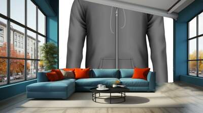 Men's zip-up hoodie. Front view of hooded sweatshirt. Vector Wall mural