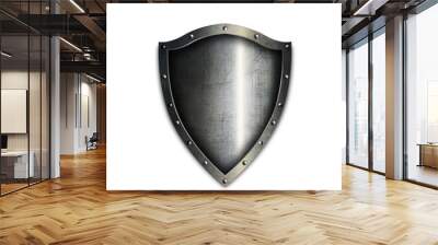 Medieval riveted shield on white background. Wall mural