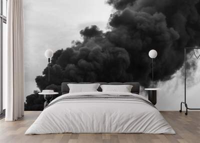 Huge smoke clouds on sky background Wall mural