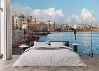 Panoramic view of Trapani city on the coast of Mediterranean sea in Sicily, Italy Wall mural