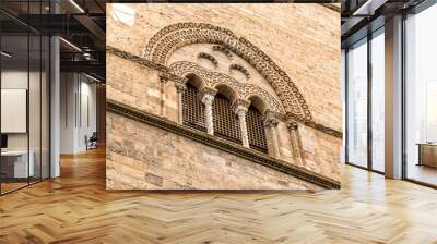 Window with lava stone inlays of the Palace Steri Chiaramonte, Palermo, Sicily, southern Italy Wall mural