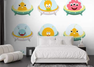 Kids Game - Find Two the Same Aliens. Space Mini Games for Preschool, Kindergarten, School. Vector Illustration. Wall mural