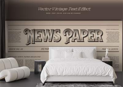 Vintage News Paper text effect Classic Heritage Retro editable template Wall mural