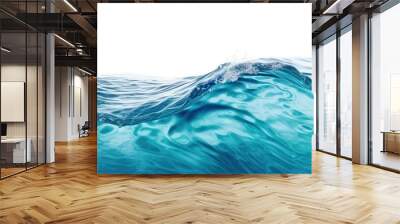 Beautiful textured turquoise sea natural wave close-up, isolated on white background Wall mural