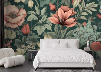 Bright floral abstract print. Artistic seamless pattern. Fashionable template for design Wall mural