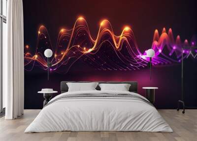 glowing and abstract wawes, Business Technology Background Wall mural