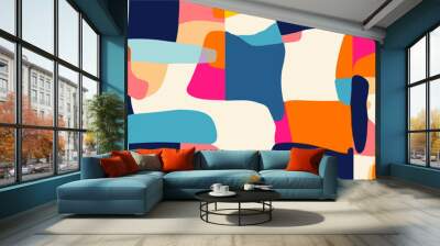 Hand drawn colorful geometric pattern. Dynamic abstract shapes. Fashionable template for design Wall mural