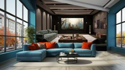 Luxury home theater room,Living room. 3d rendering Wall mural