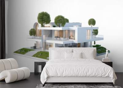 Luxury modern house on earth isolated on white or transparent background,Concept for real estate or property.3d rendering Wall mural