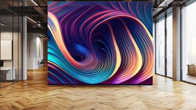 Modern Business 3D Wavy abstract background with textural paper cut waves and shapes design layout for business presentations, Wall mural