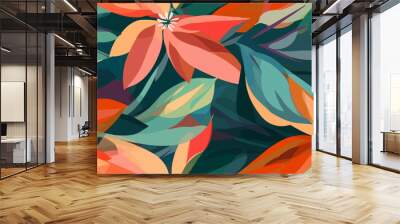 Modern tropical floral pattern. Colorful abstract contemporary seamless pattern. Hand drawn unique print Wall mural