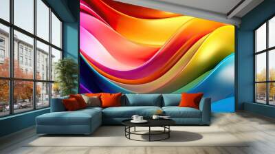 Rainbow Wavy Satin Background for presentation design. Suit for business, corporate, institution, party, festive, seminar, and talks Wall mural