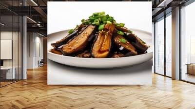 Chinese Food, Fish-Flavored Eggplant on white background isolated. Wall mural